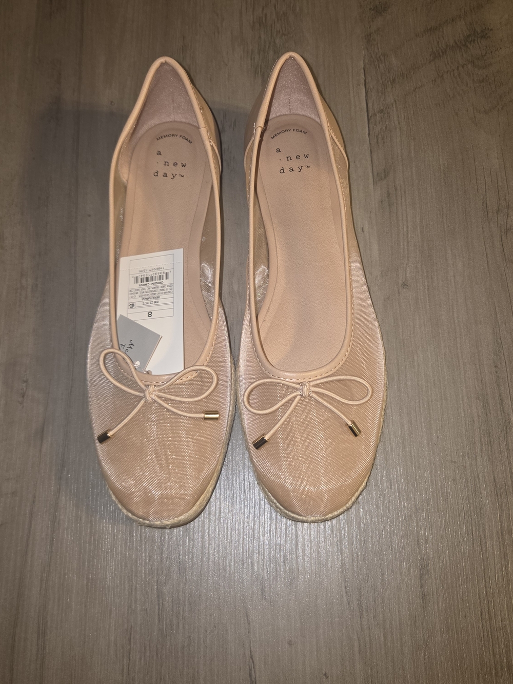 A New Day Amara Mesh Ballet Espadrille Flats Beige Tan Size 8 NWT